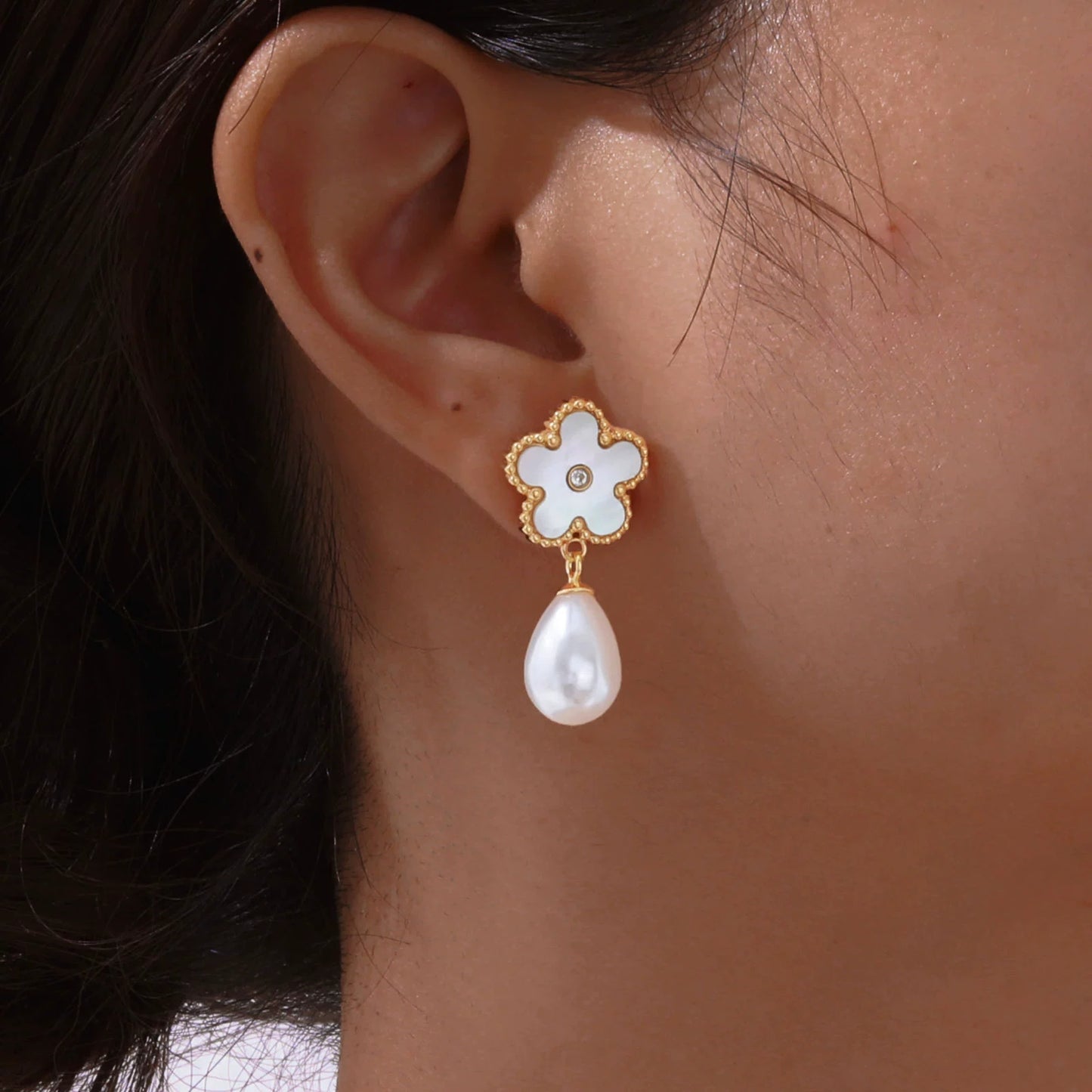 Pendientes Flor Perla