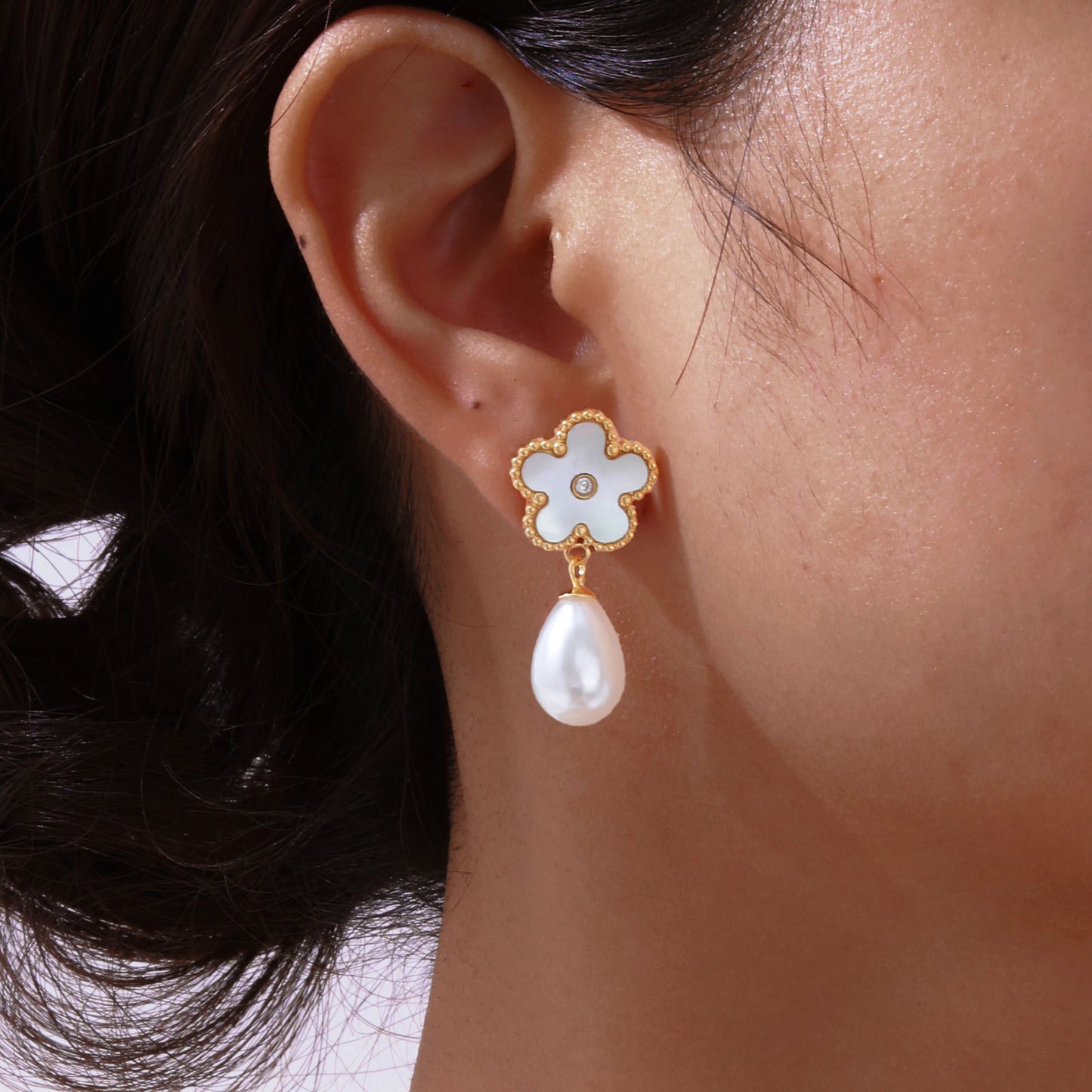 Pendientes Flor Perla