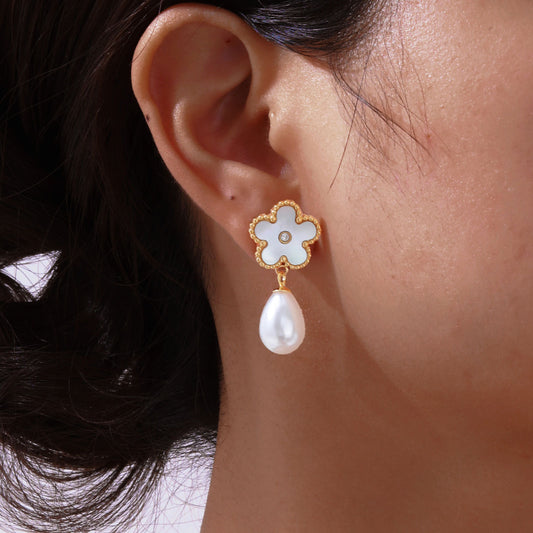 Pendientes Flor Perla