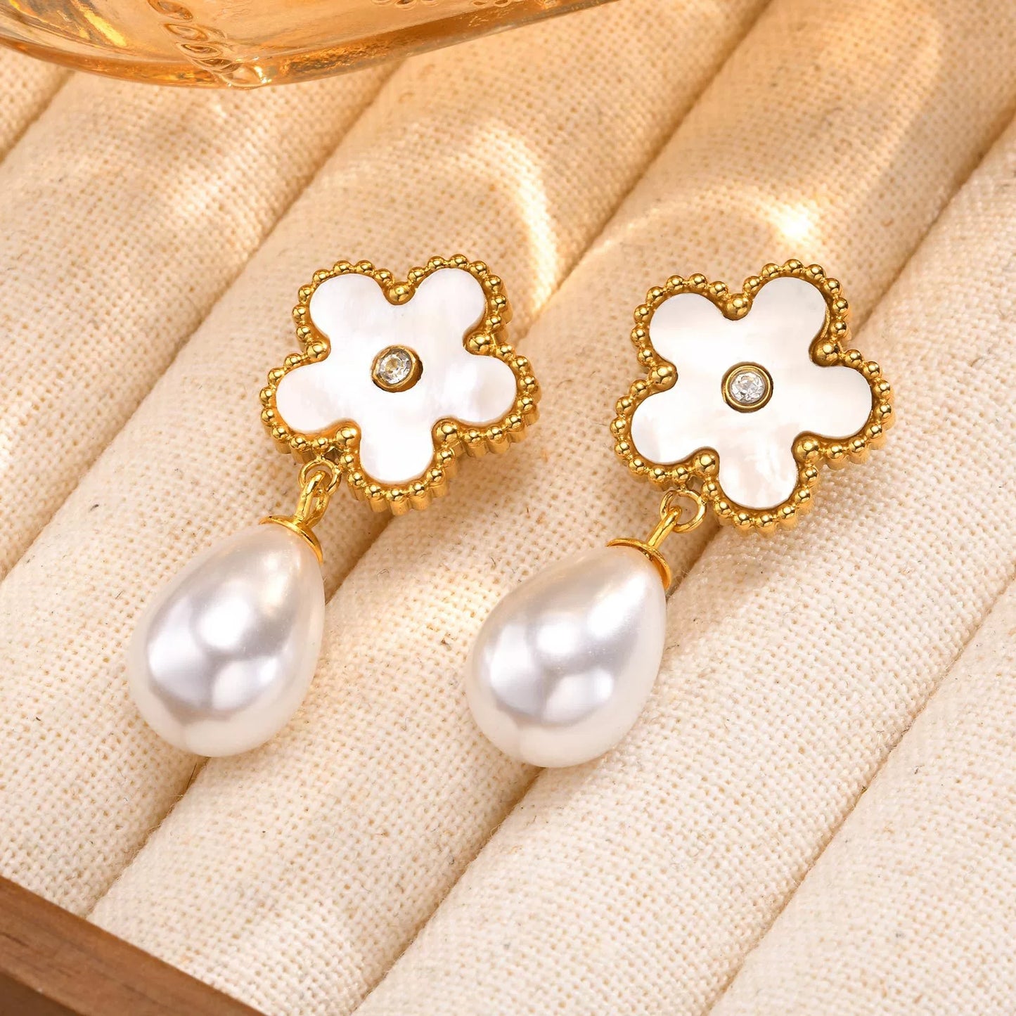 Pendientes Flor Perla