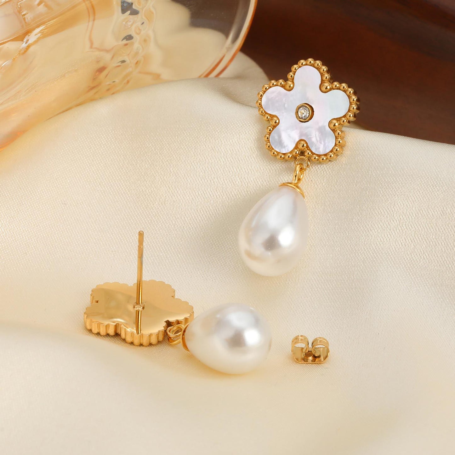 Pendientes Flor Perla