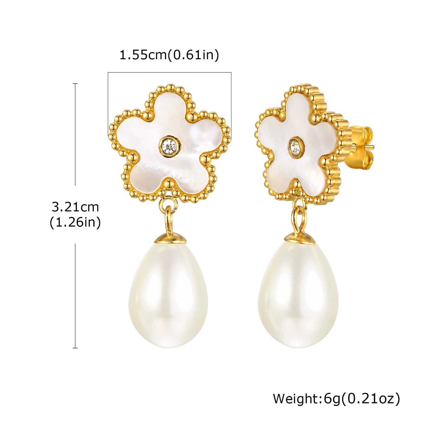 Pendientes Flor Perla
